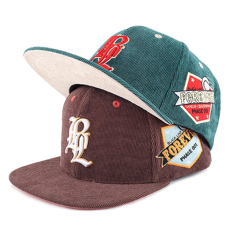 Персонализирани мъжки бродерия 5 панелни шапки за капки Corduroy Caps